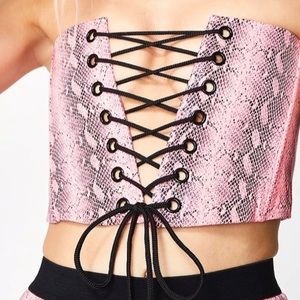 Dollskill Pink Corset Lace Up Top